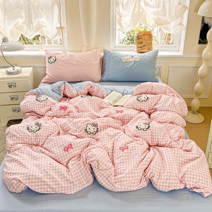 91家纺网 家纺一手货源 找家纺 海岛哥哥 2025新款云柔棉毛巾绣 四件套 毛巾绣-萌萌猫咪