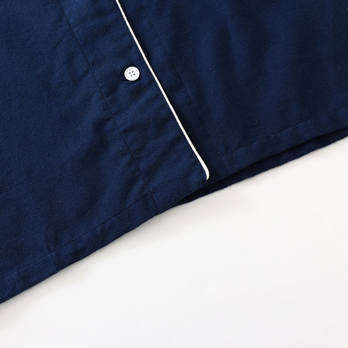 91家纺网 家纺一手货源 找家纺 伊嫚家居 2025新款无印日式双股全棉法兰绒家居服良品睡衣女纯棉直播秋冬款情侣睡衣 纯藏青色女