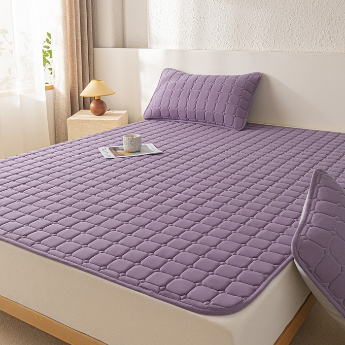 91家纺网 家纺一手货源 找家纺 欧邦 2025春夏新款四季款无印风纯色水洗棉床褥榻榻米床垫 床垫-魅紫