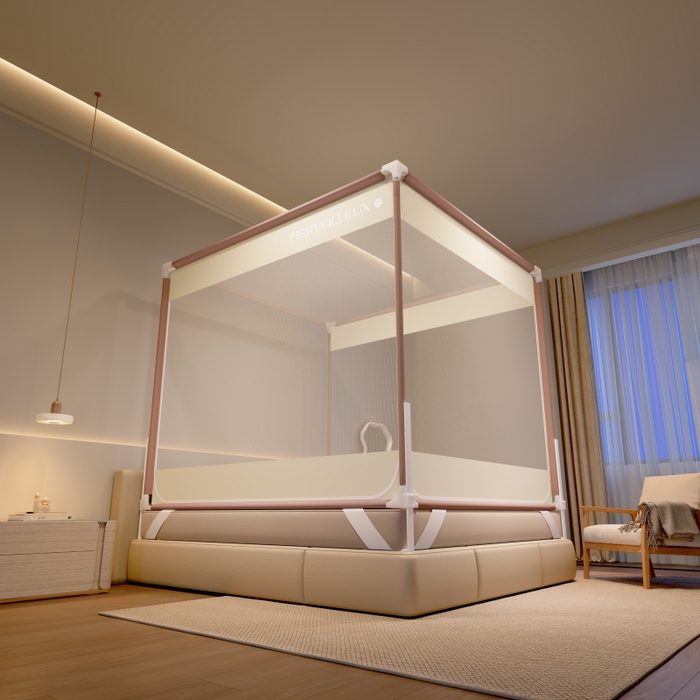 91家纺网 家纺一手货源 找家纺 卓尔居 2025新款成人坐床外穿蚊帐系列-光年熊猫带压脚 光年咖