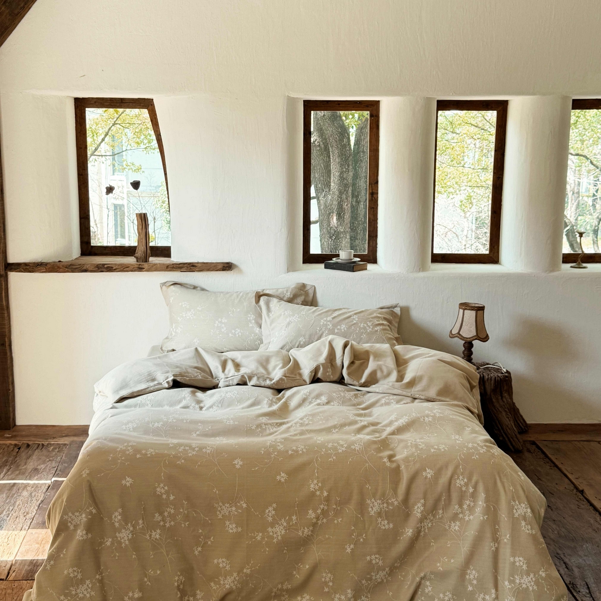 91家纺网 家纺一手货源 找家纺 云上 2025全棉提花床品系列·风铃 风铃-卡其