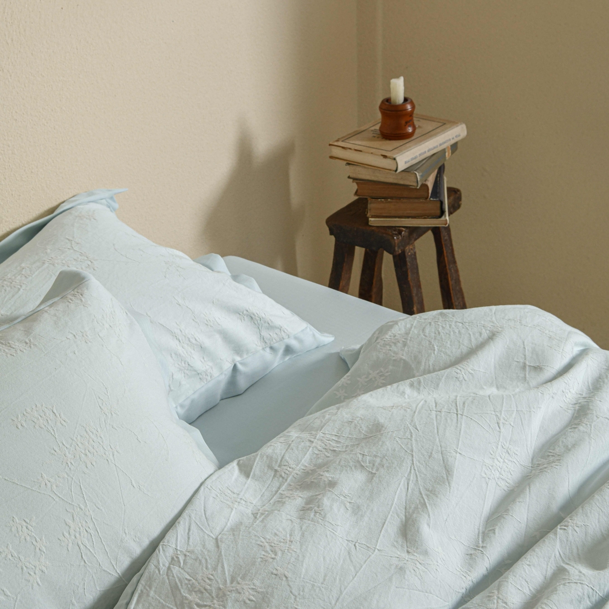 91家纺网 家纺一手货源 找家纺 云上 2025全棉提花床品系列·风铃 风铃-蓝