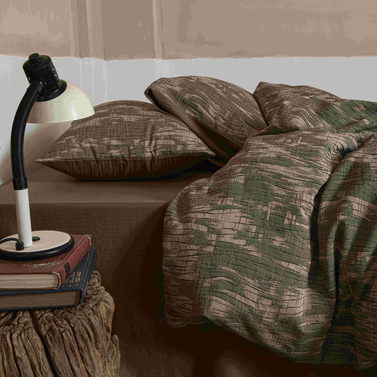 91家纺网 家纺一手货源 找家纺 云上 2025全棉色织大提花床品·侘寂潮汐   潮汐-金