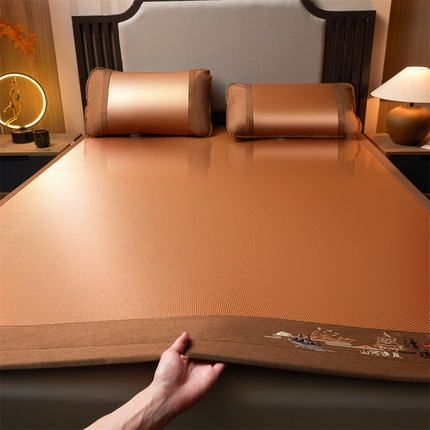 91家纺网 家纺一手货源 找家纺 （总）航途席业 2025新款山河清风冰藤席三明治款