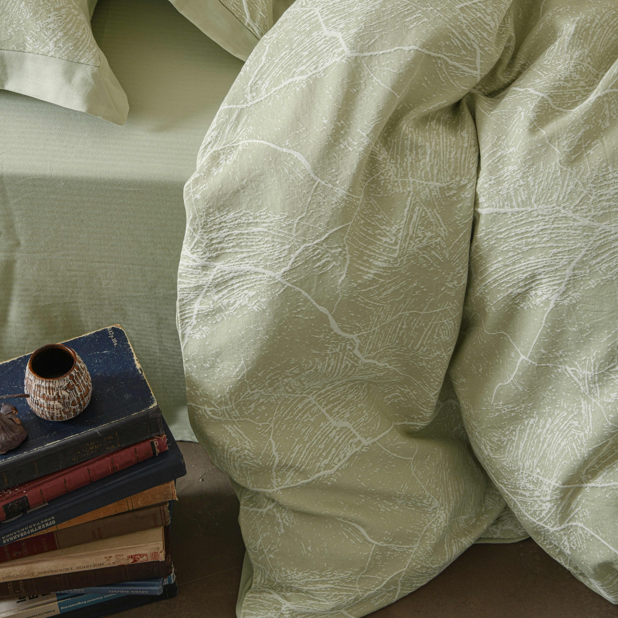 91家纺网 家纺一手货源 找家纺 云上 2025全棉提花床品系列·冰裂   色织冰裂-绿