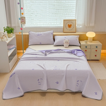 91家纺网 家纺一手货源 找家纺 雪鲨家纺  2025新款凉豆豆夏凉被空调被冰豆豆夏被可机洗礼品跑量A类 卡皮巴拉紫