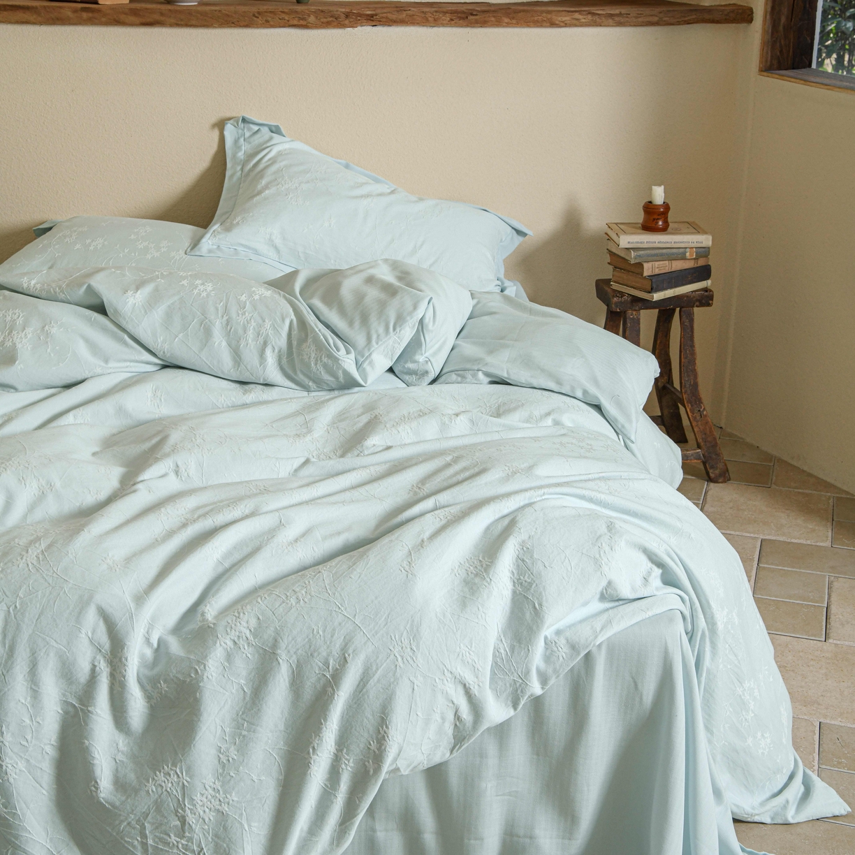 91家纺网 家纺一手货源 找家纺 云上 2025全棉提花床品系列·风铃 风铃-蓝