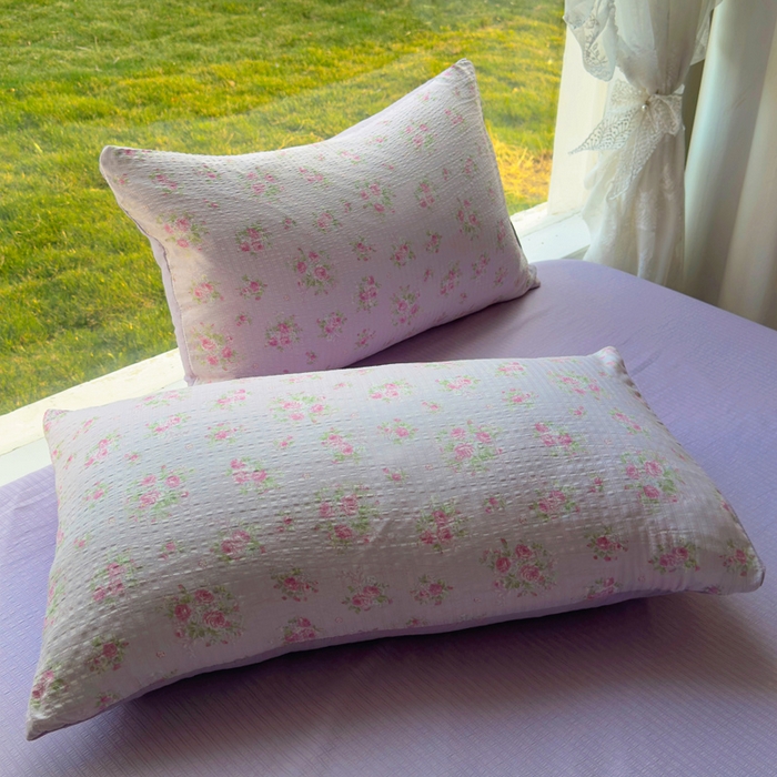 91家纺网 家纺一手货源 找家纺 王朝国际 2025新款直播热款有氧提花有氧双层纱碎花单被套 紫陌