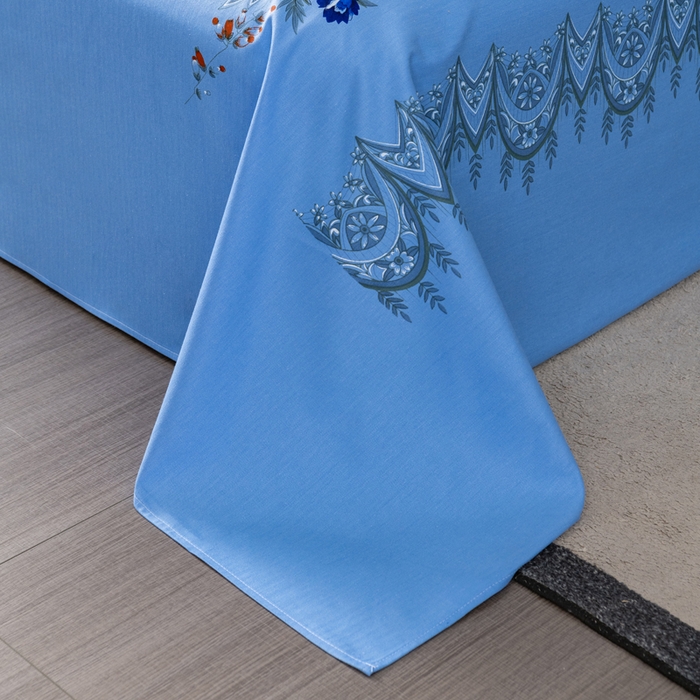 91家纺网 家纺一手货源 找家纺 居美良品 2025新款国民老上海床单 经典牡丹-蓝色