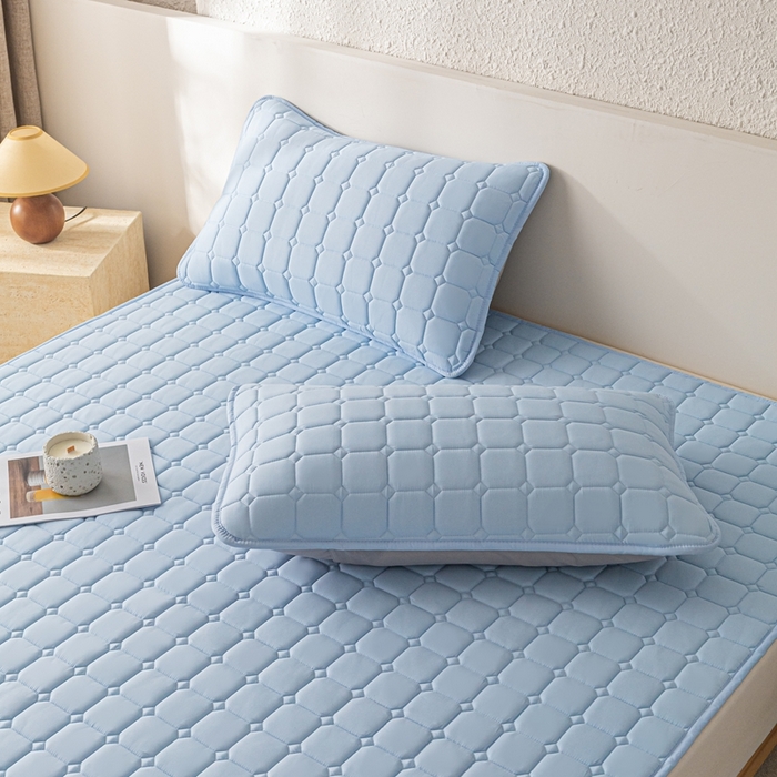 91家纺网 家纺一手货源 找家纺 欧邦 2025春夏新款四季款无印风纯色水洗棉床褥榻榻米床垫 床垫-天蓝