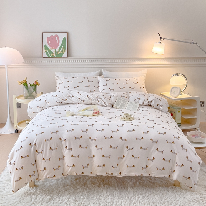 91家纺网 家纺一手货源 找家纺 （总）伊嫚家居 新款日式新品全棉针织棉A类活性印花四件套天竺棉小碎花复古亲肤被罩床笠款套件