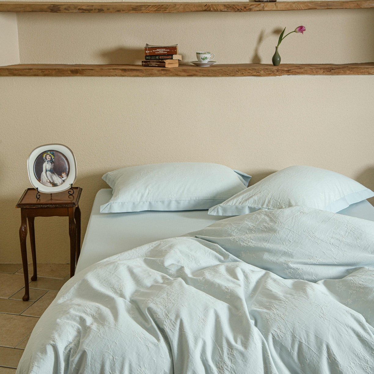 91家纺网 家纺一手货源 找家纺 云上 2025全棉提花床品系列·风铃 风铃-蓝