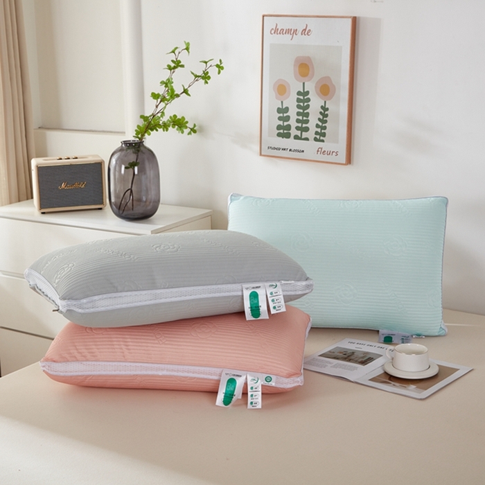 91家纺网 家纺一手货源 找家纺 （总）幸运草 2025新款玫瑰花凉感丝热熔枕芯 整张棉不变形压不扁成人枕头