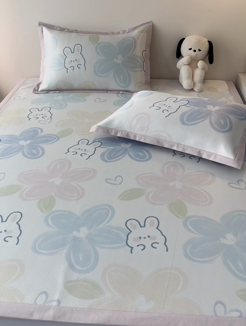 91家纺网 家纺一手货源 找家纺 倾慕家纺 A类满天星凉感提花凉席 缤纷兔