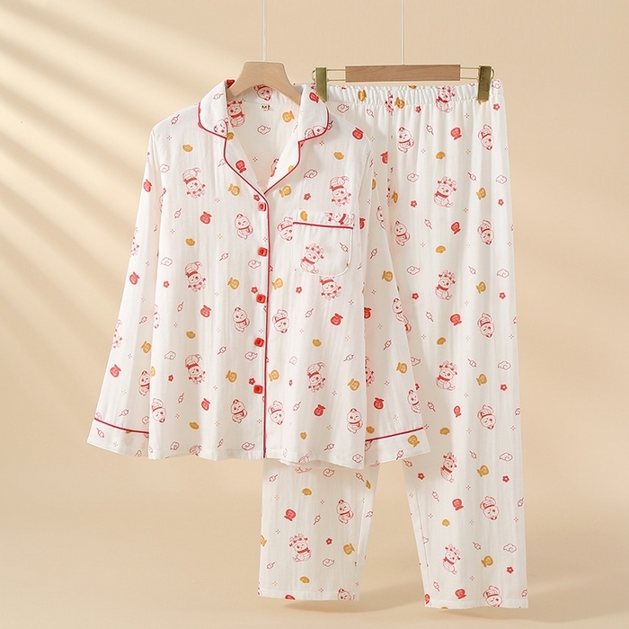 91家纺网 家纺一手货源 找家纺 （总）洛兰沙家居馆【只代发】【只代发】 简约印花睡衣女春夏季宽松休闲家居服