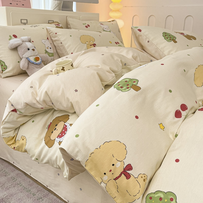 91家纺网 家纺一手货源 找家纺 晨希家居 2025新款全棉卡通印花简约款单被套-犬梦物语