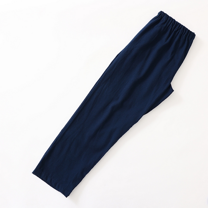 91家纺网 家纺一手货源 找家纺 伊嫚家居 2025新款无印日式双股全棉法兰绒家居服良品睡衣女纯棉直播秋冬款情侣睡衣 纯藏青色女