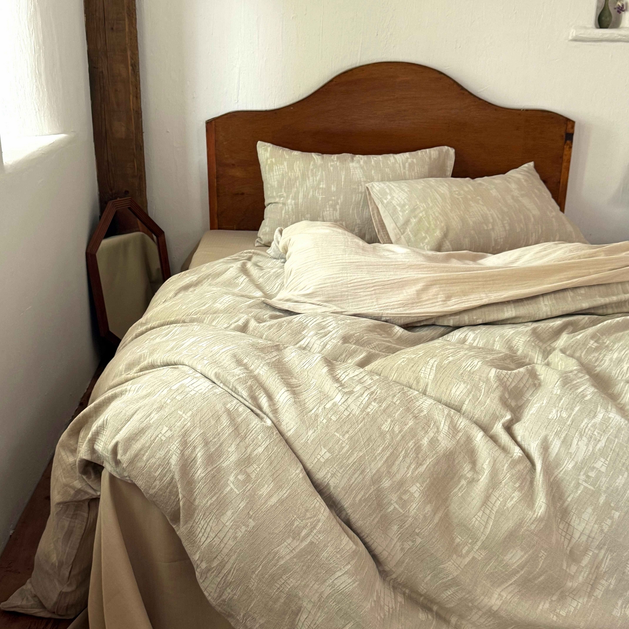 91家纺网 家纺一手货源 找家纺 云上 2025全棉色织大提花床品·侘寂潮汐   潮汐-米