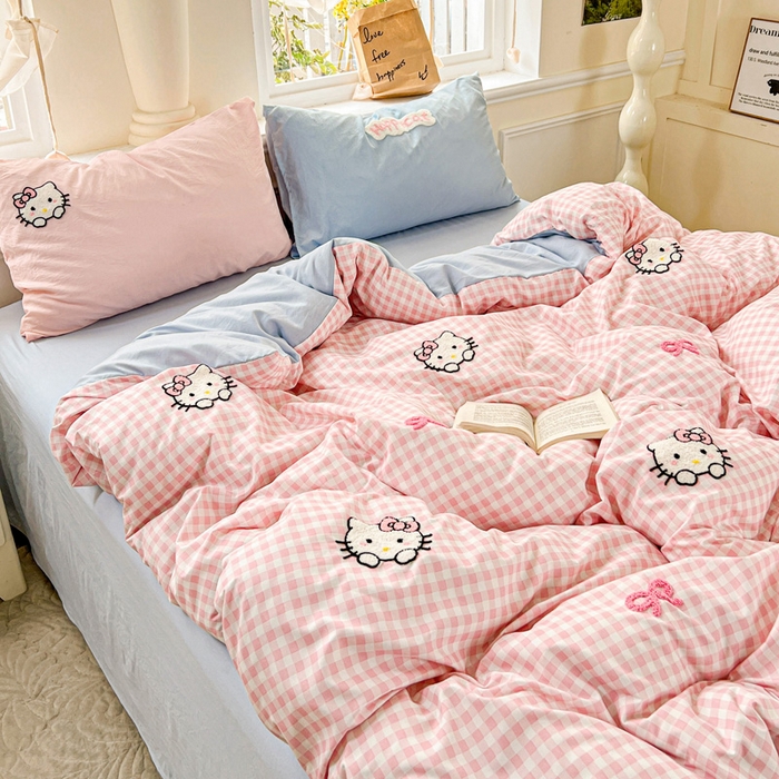 91家纺网 家纺一手货源 找家纺 海岛哥哥 2025新款云柔棉毛巾绣 四件套 毛巾绣-萌萌猫咪