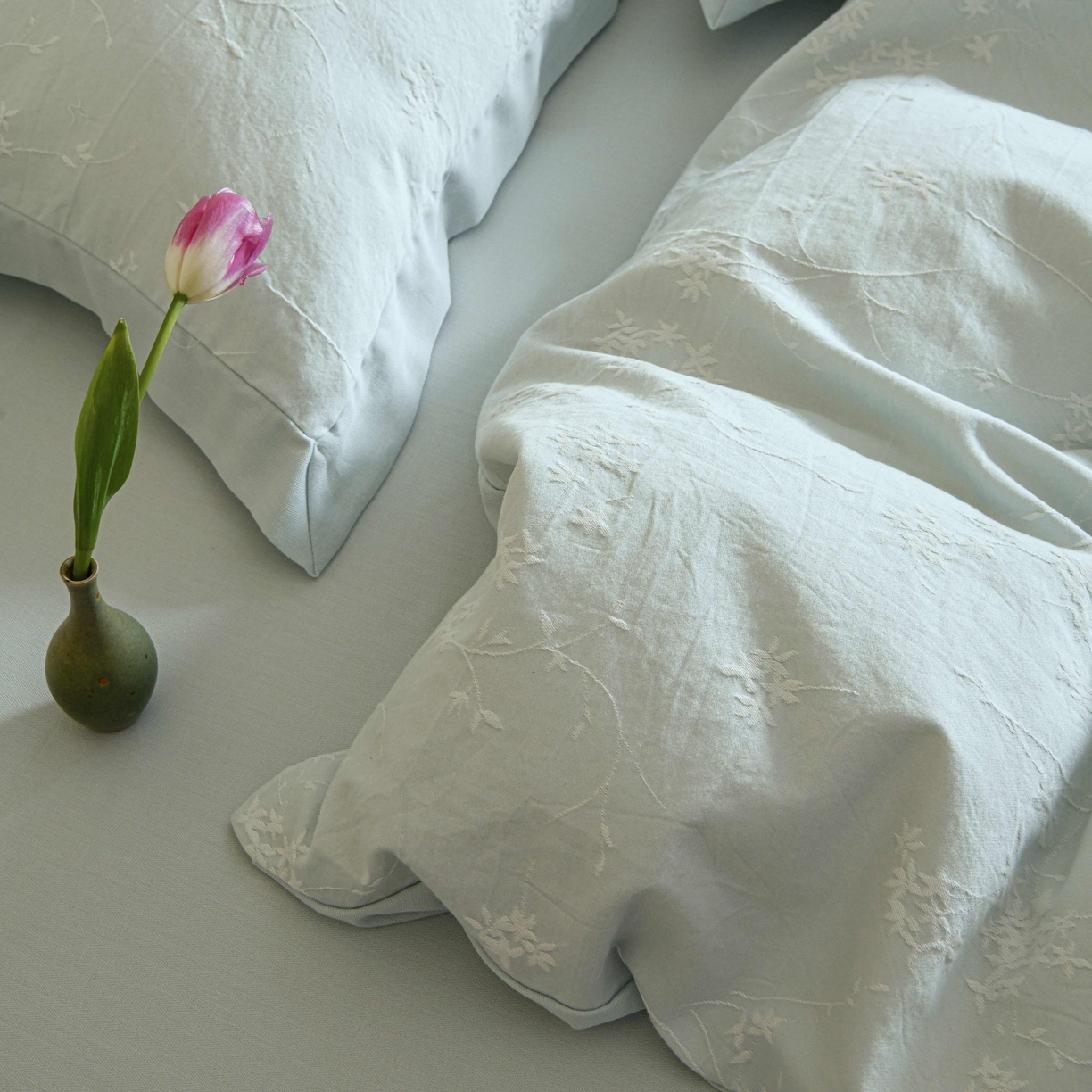 91家纺网 家纺一手货源 找家纺 云上 2025全棉提花床品系列·风铃 风铃-蓝