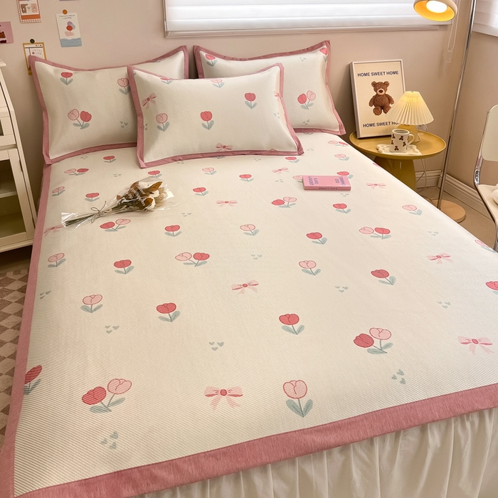 91家纺网 家纺一手货源 找家纺 （总）典曼家纺 2025新款600D数码印花冰藤席席子凉席-床席款