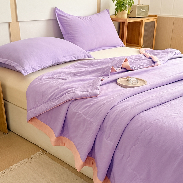 91家纺网 家纺一手货源 找家纺 雪鲨家纺  2025新款A类水洗棉夏被新疆棉花夏凉被空调被可机洗薄被子被芯 紫色