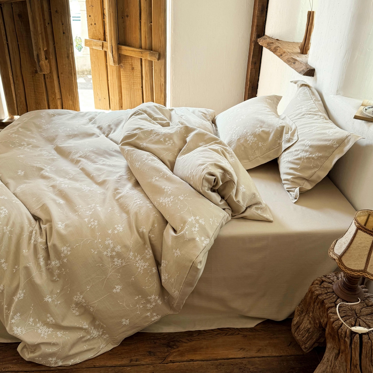 91家纺网 家纺一手货源 找家纺 云上 2025全棉提花床品系列·风铃 风铃-卡其