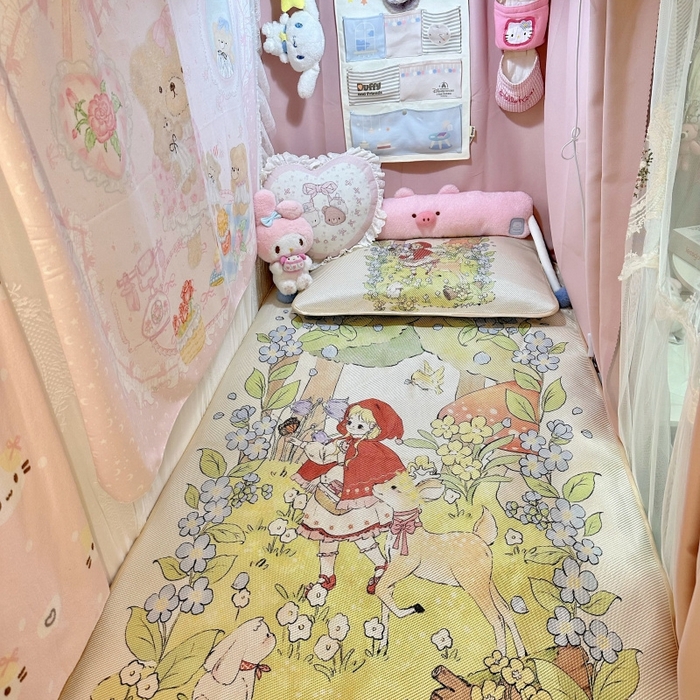 91家纺网 家纺一手货源 找家纺 （总）花沐家居 2025新款萌系卡通数码冰虅席凉席席子