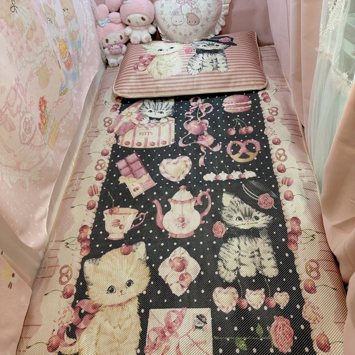 花沐家居 2025新款萌系卡通数码冰虅席凉席席子 猫咪铃铛