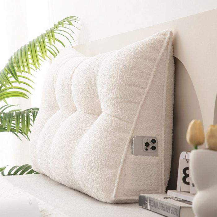 美达人 2025新款泰迪绒三角珍珠棉靠垫 泰迪毛-荷花-米白