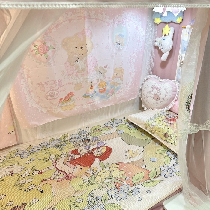 91家纺网 家纺一手货源 找家纺 花沐家居 2025新款萌系卡通数码冰虅席凉席席子 小红帽