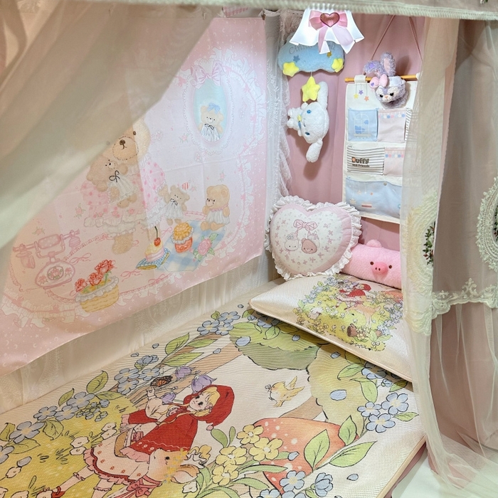 91家纺网 家纺一手货源 找家纺 花沐家居 2025新款萌系卡通数码冰虅席凉席席子 小红帽