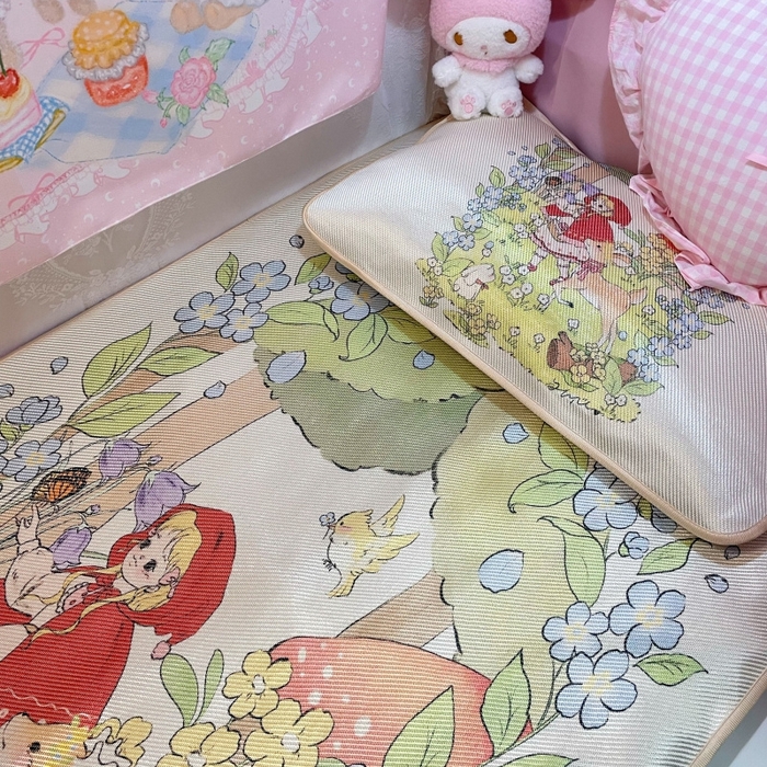 91家纺网 家纺一手货源 找家纺 花沐家居 2025新款萌系卡通数码冰虅席凉席席子 小红帽