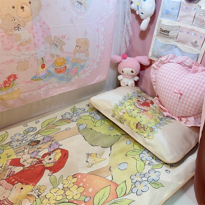 91家纺网 家纺一手货源 找家纺 花沐家居 2025新款萌系卡通数码冰虅席凉席席子 小红帽