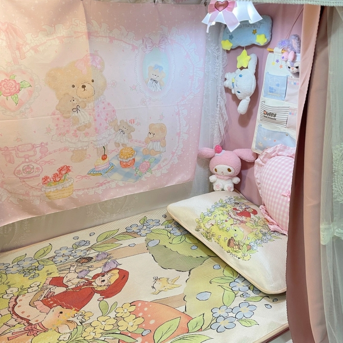 91家纺网 家纺一手货源 找家纺 花沐家居 2025新款萌系卡通数码冰虅席凉席席子 小红帽