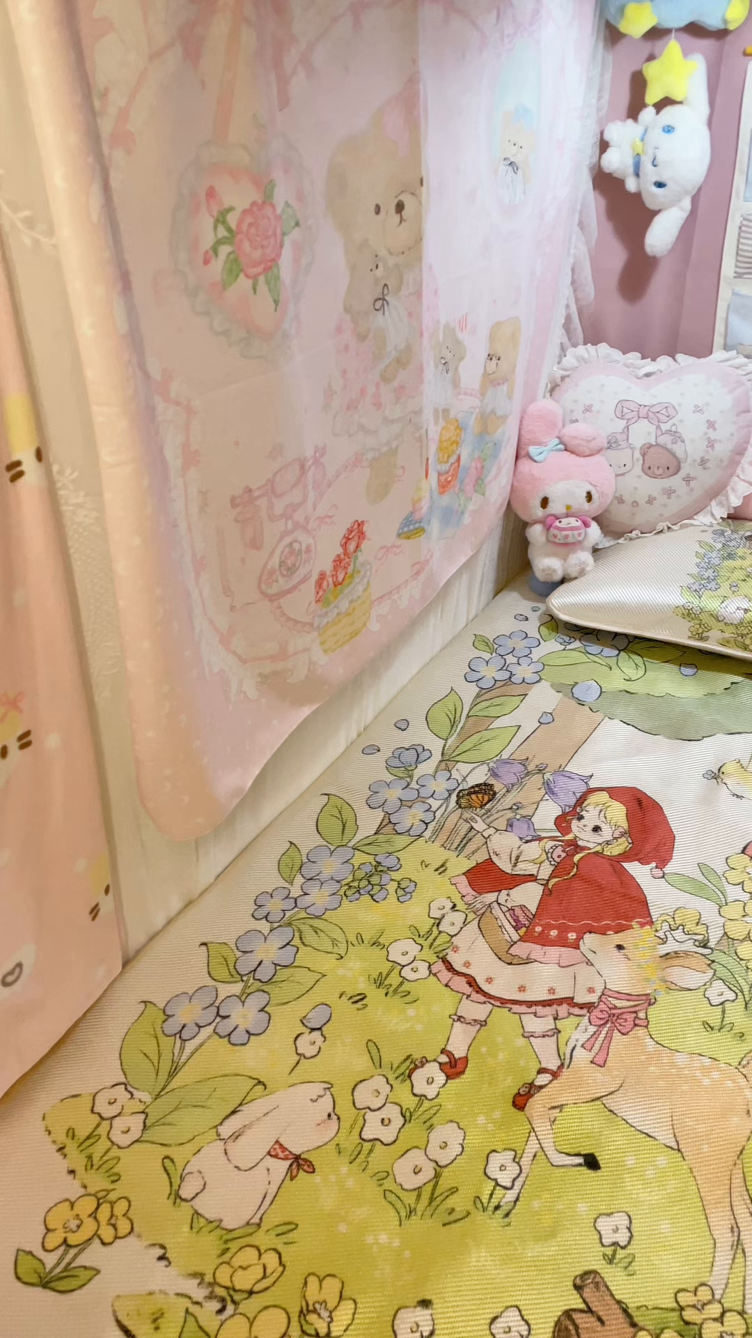 91家纺网 家纺一手货源 找家纺 花沐家居 2025新款萌系卡通数码冰虅席凉席席子 小红帽