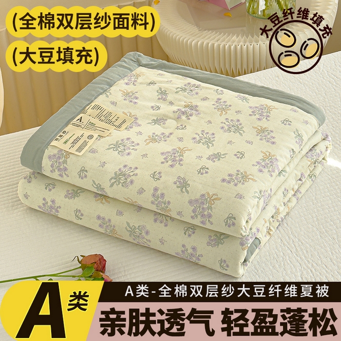 91家纺网 家纺一手货源 找家纺 睡棉坊 2025新款全棉有氧双层纱夏凉被空调被百分百纯棉被芯被子 海德花园