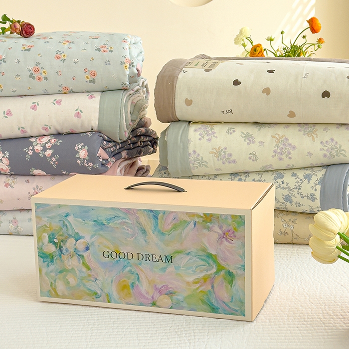 91家纺网 家纺一手货源 找家纺 睡棉坊 2025新款全棉有氧双层纱夏凉被空调被百分百纯棉被芯被子 叠拍图带礼盒包装