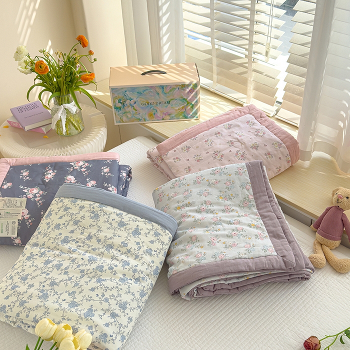 91家纺网 家纺一手货源 找家纺 睡棉坊 2025新款全棉有氧双层纱夏凉被空调被百分百纯棉被芯被子 叠拍图带礼盒包装