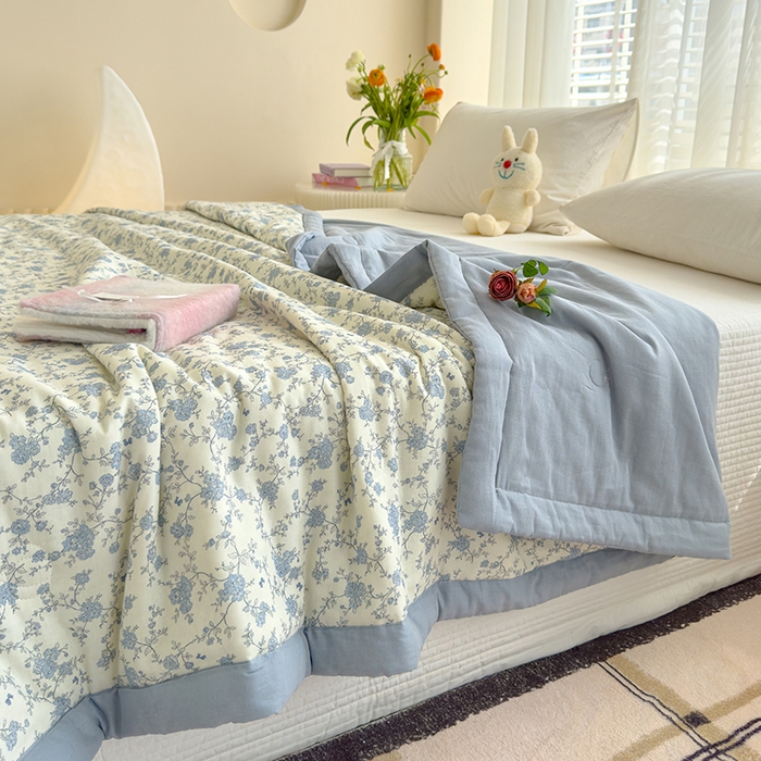 91家纺网 家纺一手货源 找家纺 睡棉坊 2025新款全棉有氧双层纱夏凉被空调被百分百纯棉被芯被子 安娜