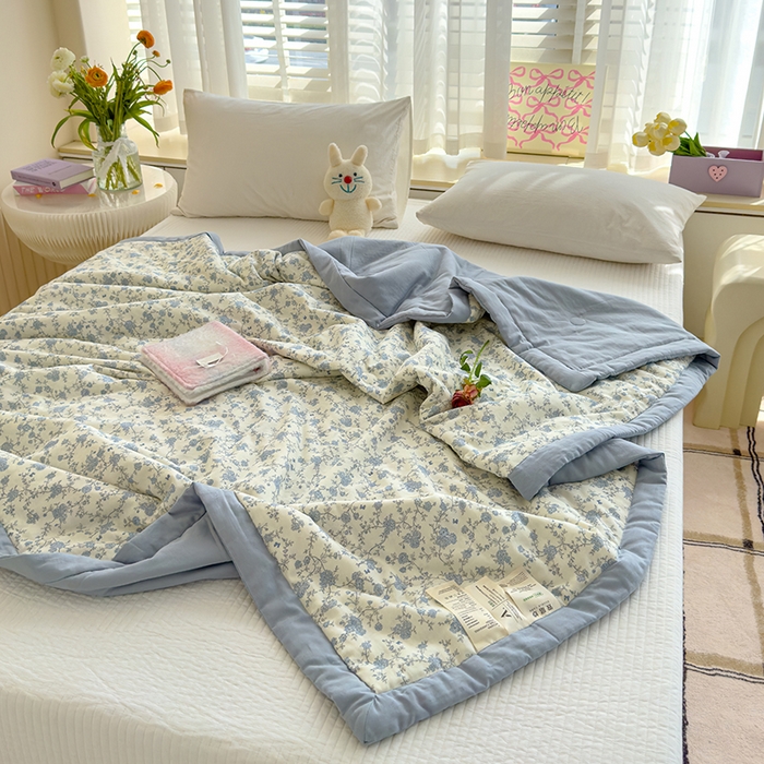 91家纺网 家纺一手货源 找家纺 睡棉坊 2025新款全棉有氧双层纱夏凉被空调被百分百纯棉被芯被子 安娜