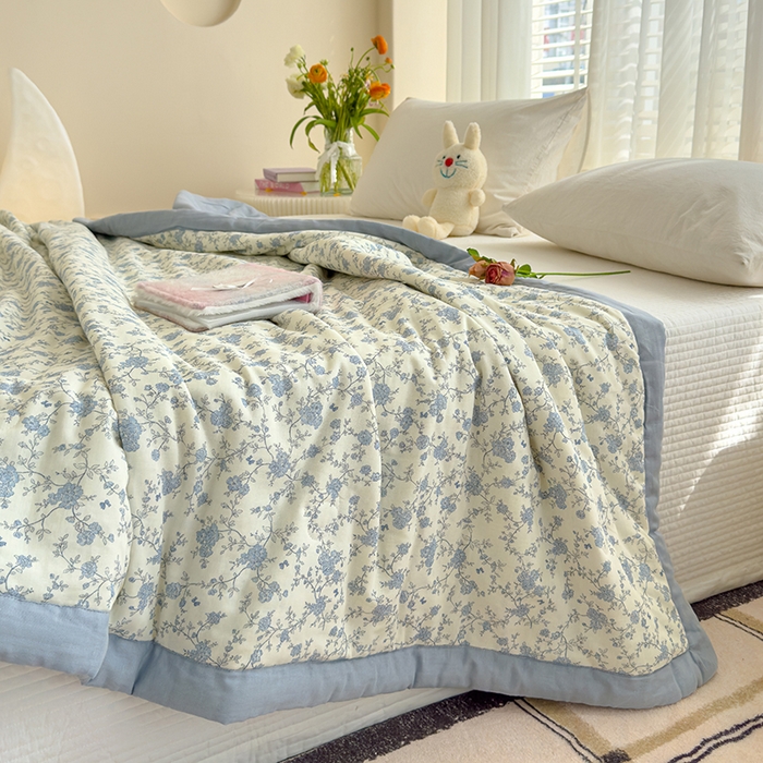 91家纺网 家纺一手货源 找家纺 睡棉坊 2025新款全棉有氧双层纱夏凉被空调被百分百纯棉被芯被子 安娜