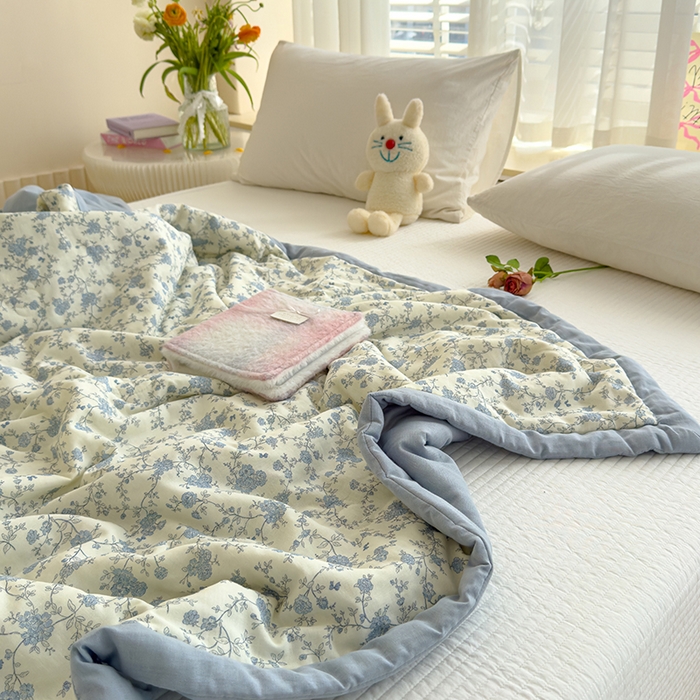 91家纺网 家纺一手货源 找家纺 睡棉坊 2025新款全棉有氧双层纱夏凉被空调被百分百纯棉被芯被子 安娜