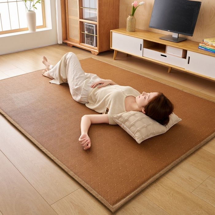 91家纺网 家纺一手货源 找家纺 畅畅家纺 2025新款多功能亲肤舒适凉感冰藤床垫藤席地垫（厚度1.5cm） 经典方格