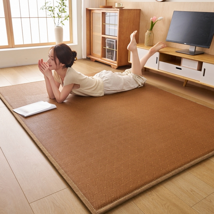 91家纺网 家纺一手货源 找家纺 畅畅家纺 2025新款多功能亲肤舒适凉感冰藤床垫藤席地垫（厚度1.5cm） 经典方格