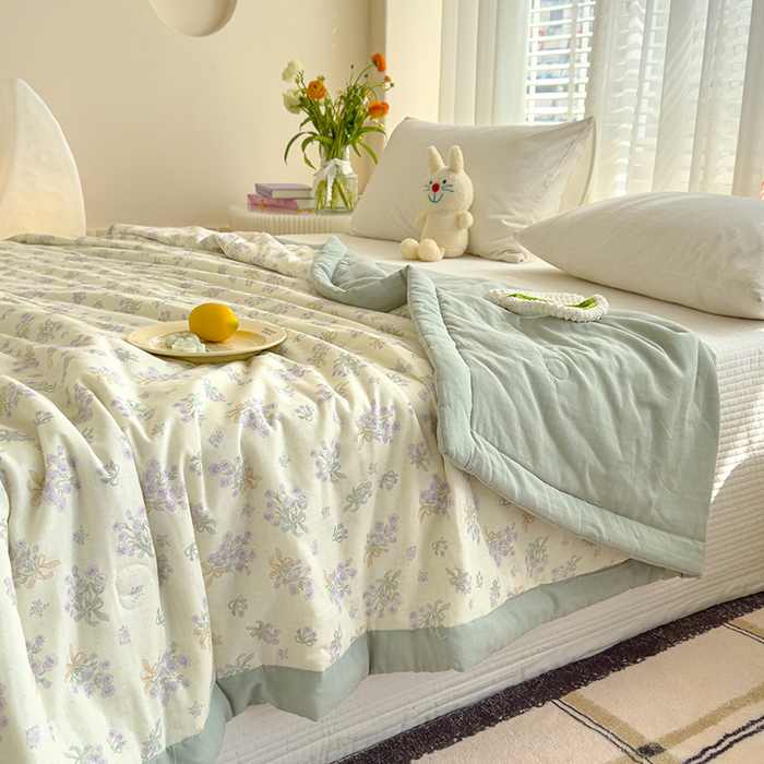 91家纺网 家纺一手货源 找家纺 睡棉坊 2025新款全棉有氧双层纱夏凉被空调被百分百纯棉被芯被子 海德花园