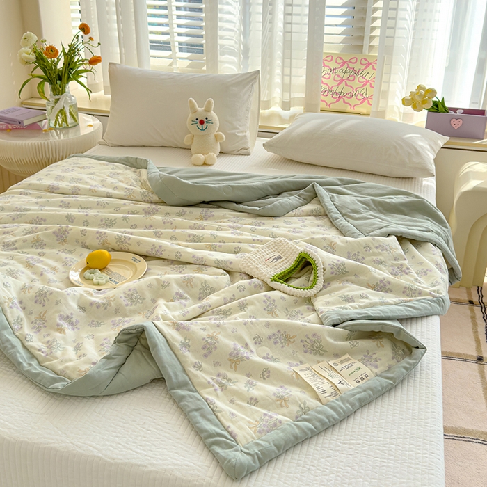 91家纺网 家纺一手货源 找家纺 睡棉坊 2025新款全棉有氧双层纱夏凉被空调被百分百纯棉被芯被子 海德花园