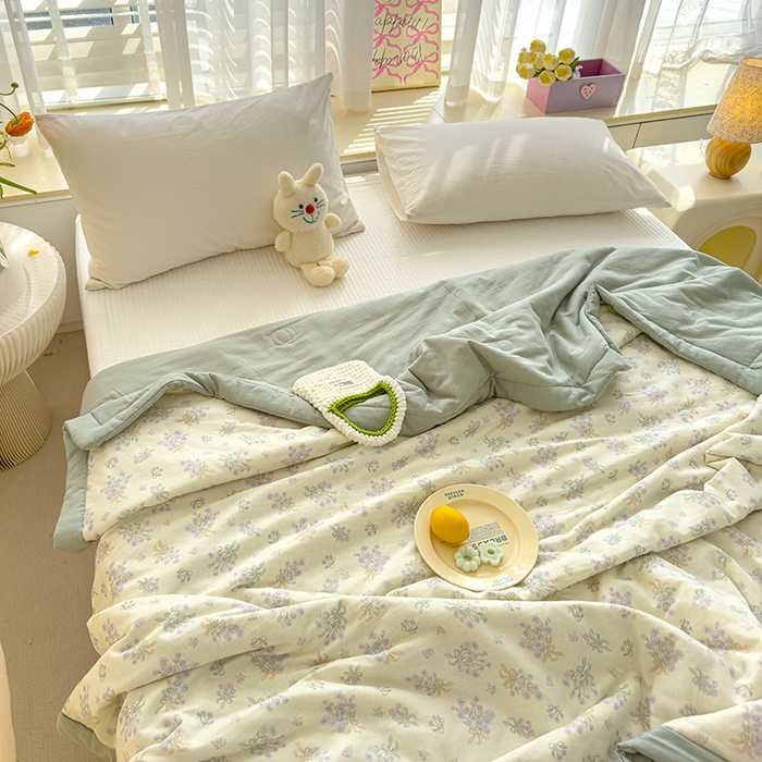 91家纺网 家纺一手货源 找家纺 睡棉坊 2025新款全棉有氧双层纱夏凉被空调被百分百纯棉被芯被子 海德花园