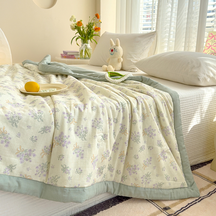 91家纺网 家纺一手货源 找家纺 睡棉坊 2025新款全棉有氧双层纱夏凉被空调被百分百纯棉被芯被子 海德花园