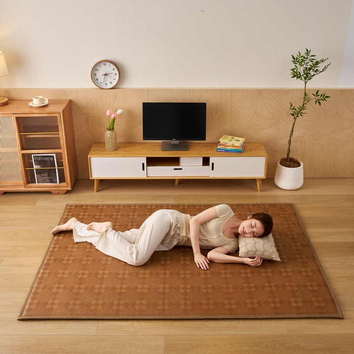 91家纺网 家纺一手货源 找家纺 畅畅家纺 2025新款多功能亲肤舒适凉感冰藤床垫藤席地垫（厚度1.5cm） 九方块